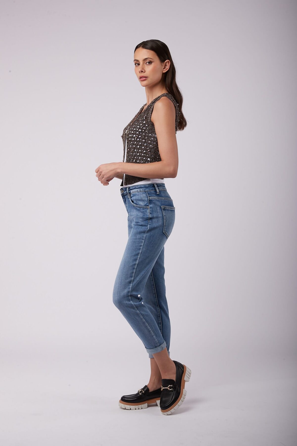 Jean Boyfriend Bleu Moyen – Image 2