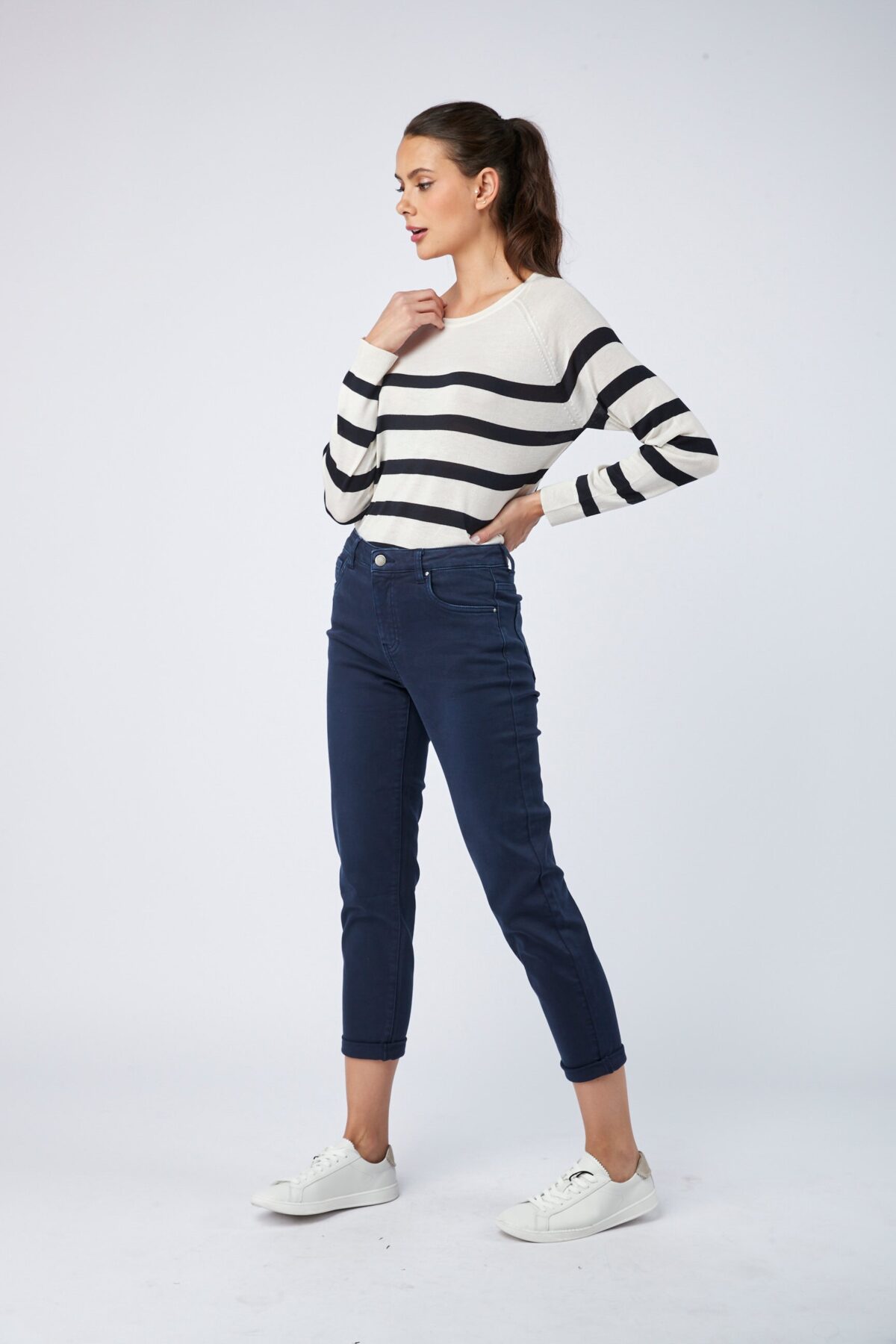 Pantalon Boyfriend Bleu Marine