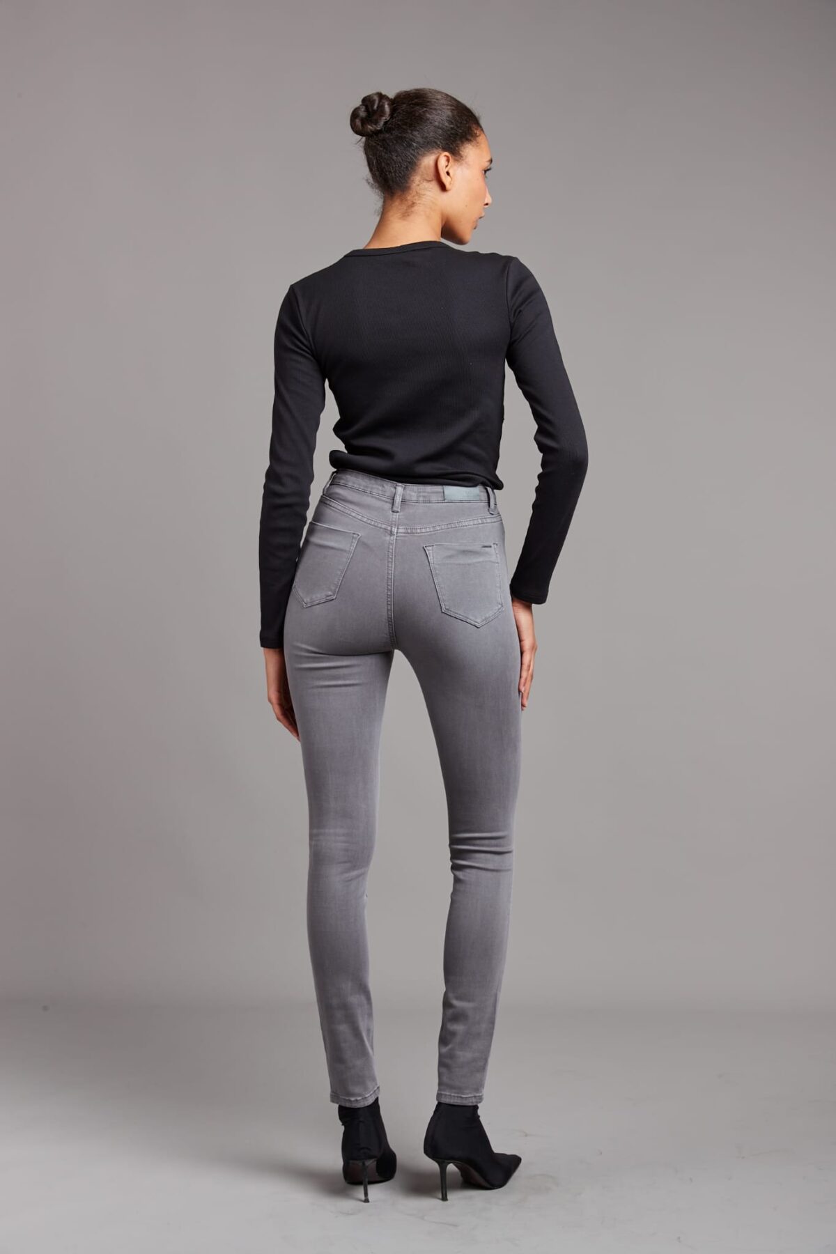 Pantalon Skinny Taille Haute Gris Moyen – Image 2