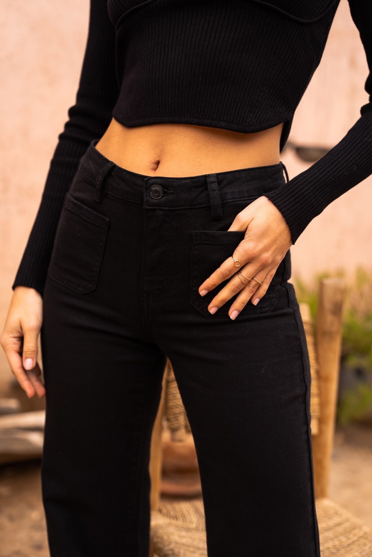 Pantalon Coupe Droite Large Noir – Image 4